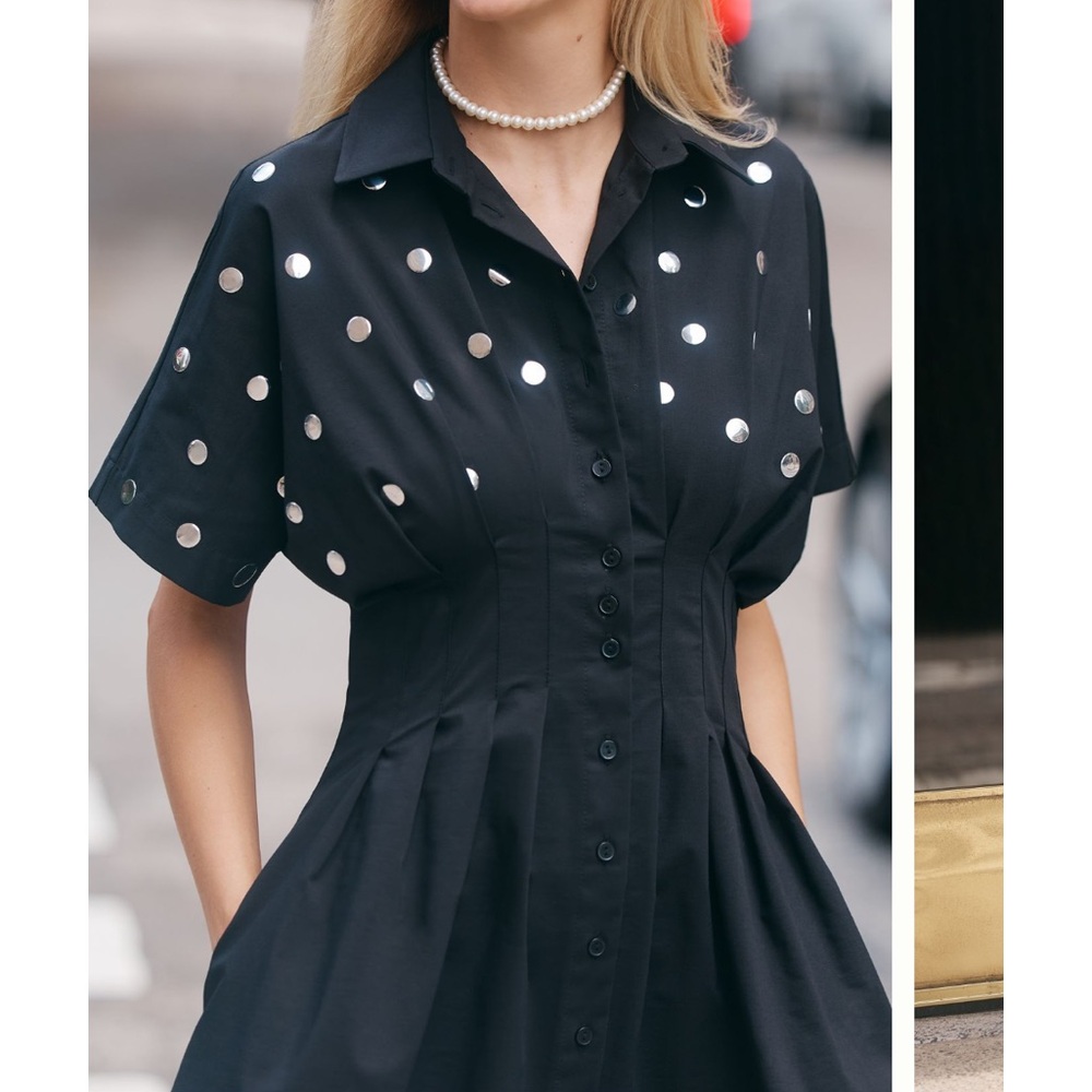 The Tobie Studded Mini Shirt Dress by Exquise